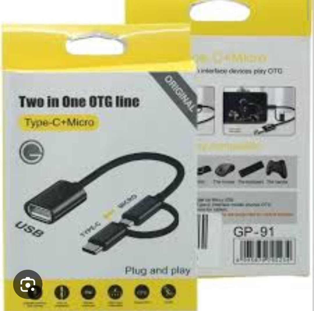 Two in One OTG Line USB to Micro + Type-C Cable