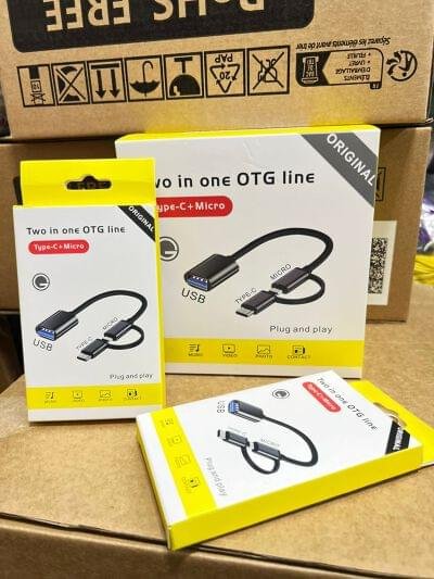Two in One OTG Line USB to Micro + Type-C Cable